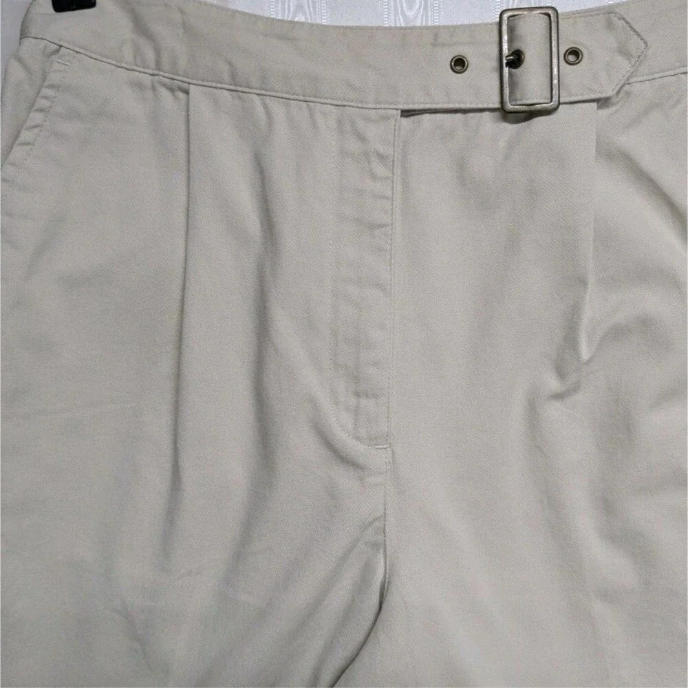 Talbots Petite Chino Shorts Women 12 Built-In Belt Beige Wide Leg Vintage Y2K